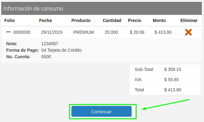 Informacion de consumo en gasolineras Polcfdi