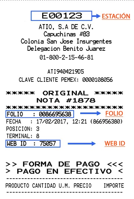 Ticket de consumo de gasolineras Polcfdi